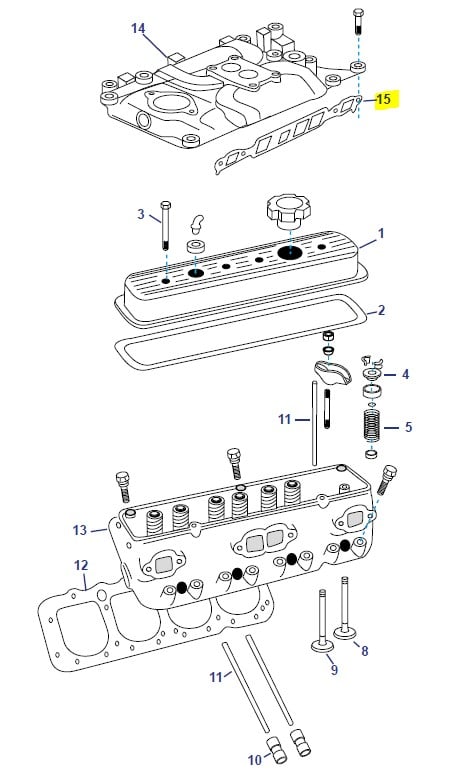 FEL17340 - Kit joints collecteur d'admission - GM V8 454 7.4L - GEN 4 / 5 / 6 / sauf HO / EFI - Trous ovales - Mercruiser 27-49113 / Volvo Penta 856616 / OMC 0508726